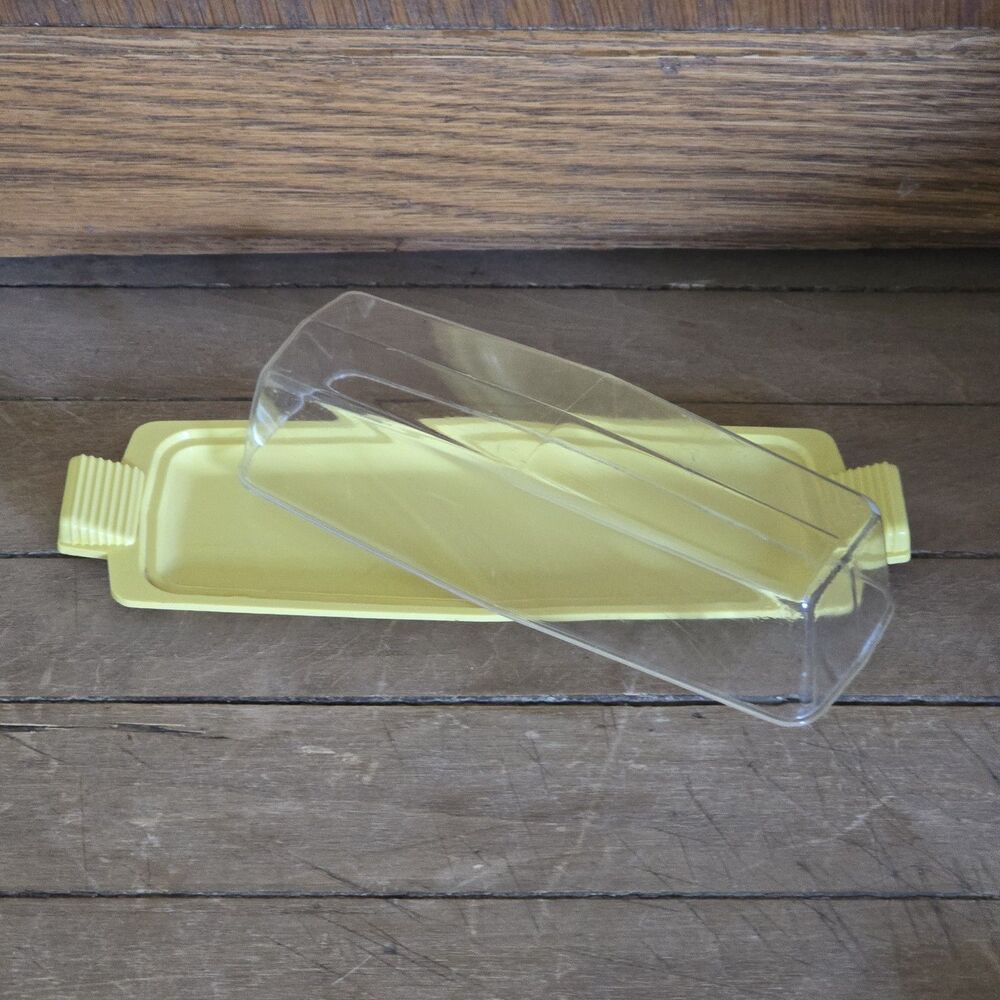 Vintage Gothamware Butter Dish Yellow Gold W/ Clear Cover Y2k Retro Mid Century